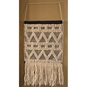 Wool woven Bubble Geo wall Tapestry with Fringe like new